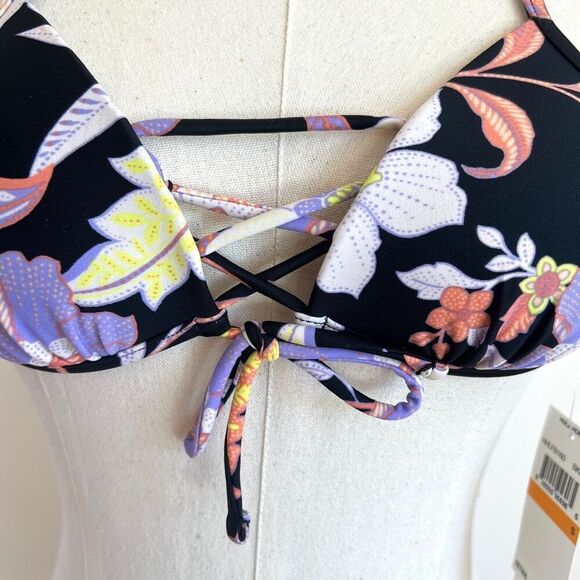 Hula Honey Luna Floral Triangle Bikini Top Juniors Small - Picture 3 of 11